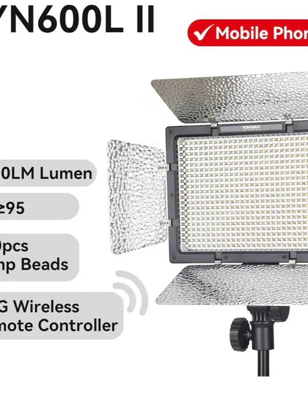 YONGNUO YN600L II LED Video Light + Stand & Power Cord